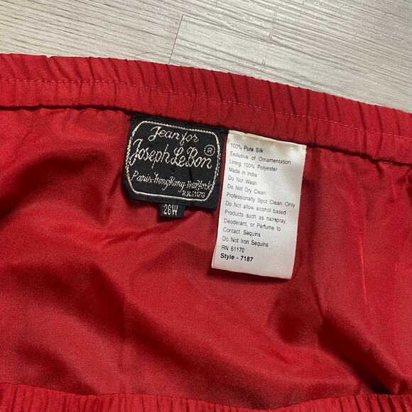 100% Pure Silk Plus Size Red Glittler Set Sequin Christmas Size 26W - Picture 6 of 10